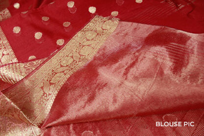 Coral Red Banaras Handloom Saree (TH0406) - Image 4
