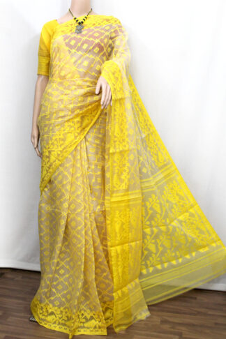 Off-White Yellow Soft Jamdani Saree (TD0718)