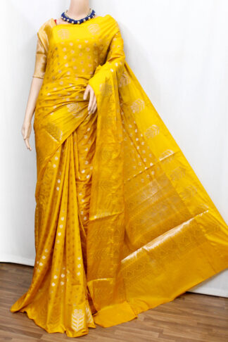 yellow benarasi handloom, Yellow Banaras Handloom Saree