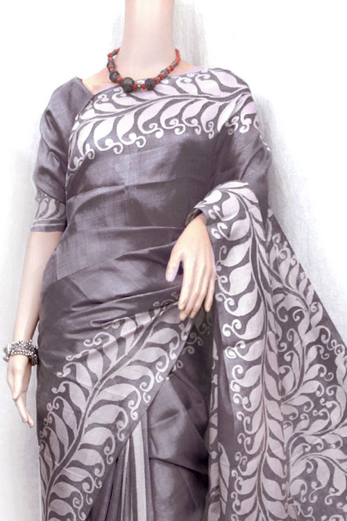 ornamental hand batik pure silk saree