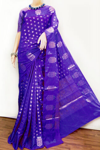 Bluish-Purple benarasi handloom, royal blue Banaras Handloom Saree