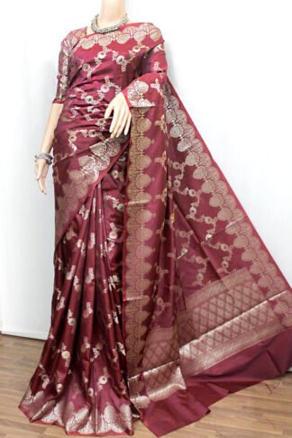 chocolate Katan Banarasi saree