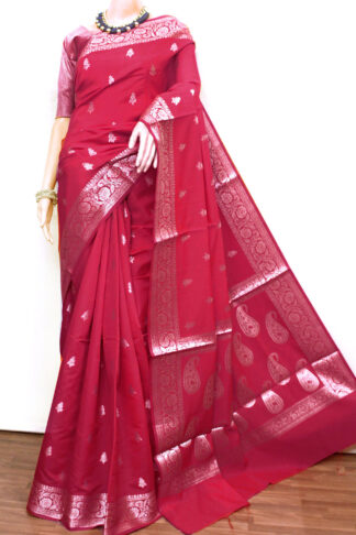 Dark-Red Banarasi Saree, deep red baranasi saree, red baranasi saree