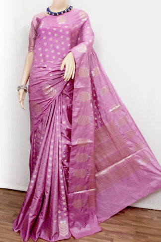 puce-pink benarasi handloom, pink Banaras Handloom Saree
