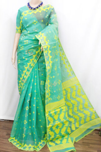 sea-green Jamdani saree