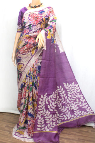 Lavender Purple Hand Batik Pure Silk Saree(SK0474)